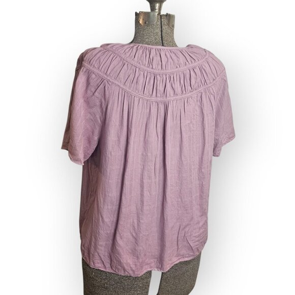 Short Sleeve Key-Hole Neck Blouse L - Picture 4 of 6